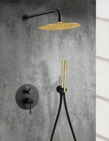 Ducha empotrada negra/oro modelo Oslo de Bathplus