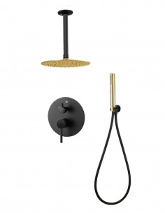 Ducha empotrada techo negra/oro modelo Oslo de Bathplus 2