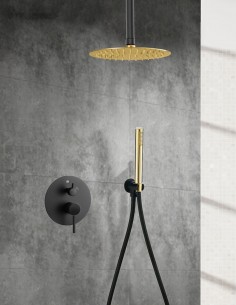 Ducha empotrada techo negra/oro modelo Oslo de Bathplus