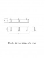 Medidas Percha triple cromada modelo Technic de Medimex