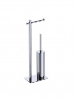 Escobillero con porta-rollo acero cepillado