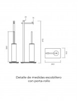 Croquis Escobillero con porta-rollo acero cepillado