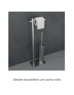 Escobillero con porta-rollo acero cepillado 2