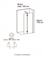 Mampara de ducha negra abatible croquis