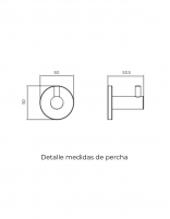 Detalle medidas percha cromo colección ESSENTIAL de Medimex