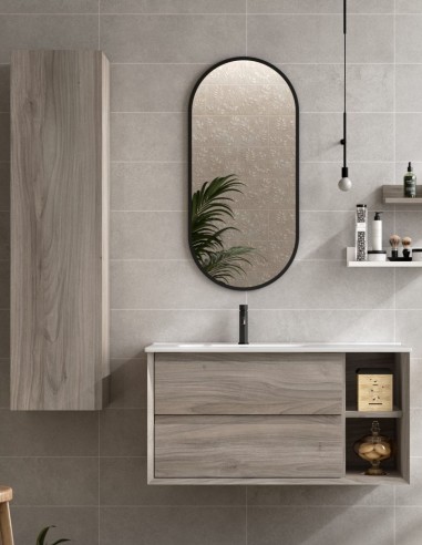 Mueble de baño con lavabo desplazado a la izquierda - HOLE de Coycama Pino Gris