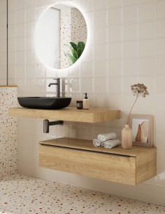 Encimera de baño + 1 cajón modelo Flow y Landes de Coycama