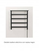 Detalle Toallero eléctrico con repisa inox. negro