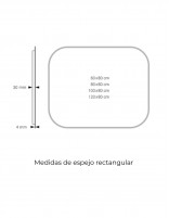 Medidas Espejo de baño rectangular marco LED QUITO de Dyled 60 cm