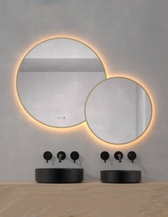 Conjunto espejo redondo LED dorado - BRASILIA de Dyled