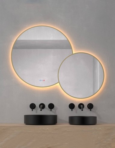 Conjunto espejo redondo LED dorado - PÓPULO de Dyled
