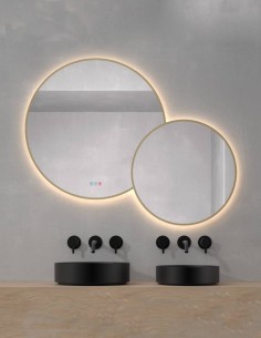 Conjunto espejo redondo LED dorado - BRASILIA de Dyled 2