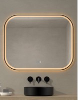 Espejo de baño rectangular LED negro cálida