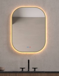 Espejo de baño rectangular LED dorado - QUITO de Dyled 60cm