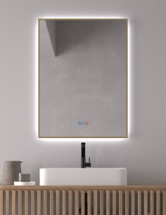 Espejo de baño rectangular LED dorado - IGUAZÚ de Dyled 60 cm