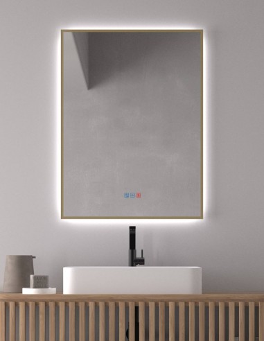 Espejo de baño rectangular LED dorado - IGUAZÚ de Dyled 60 cm