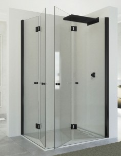 Mampara negra angular plegable modelo DANAE Black de Seviban