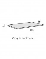Mueble baño 120 cm sobre encimera croquis tapa