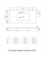 Mueble baño moderno con patas croquis lavabo resina