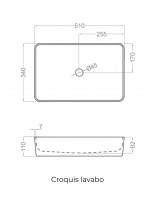 Lavabo rectangular de diseño croquis