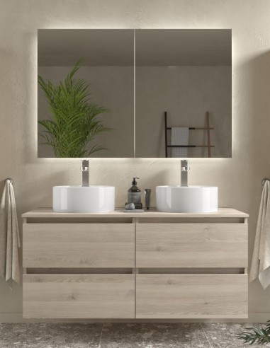 Mueble de baño suspendido de 120 cm natural