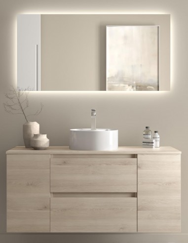 Mueble baño sobre encimera 120 cm. 2 puertas + 2 cajones natural