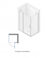 Mampara lateral fijo + abatible decorado croquis