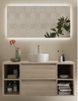 Mueble baño 2 cajones + 2 huecos Natural lavabo sobre encimera