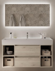 Mueble baño 2 cajones + 2 huecos Natural lavabo sobre encimera 2