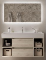 Mueble baño 2 cajones + 2 huecos Natural lavabo integrado