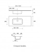 Mueble baño 2 cajones + 2 huecos  croquis lavabo