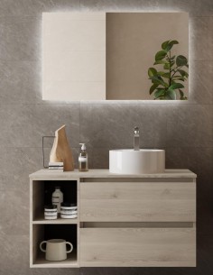 Mueble baño 2 cajones + 2 huecos natural