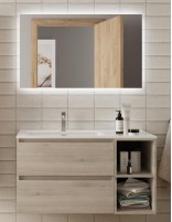 Mueble baño 2 cajones + 2 huecos natural lavabo integrado