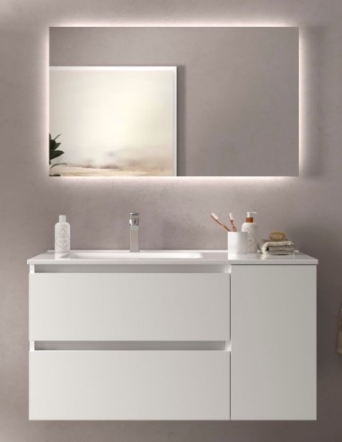 Mueble baño 2 cajones + 1 puerta blanco mate