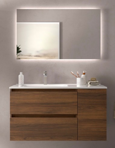 Mueble baño 2 cajones + 1 puerta nogal