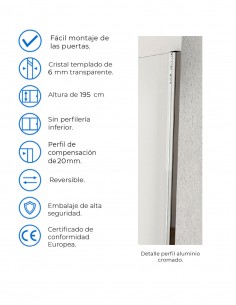 Mampara ducha cristal fijo modelo Free de Becrisa 2