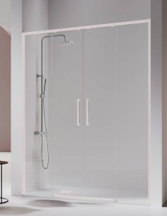 Mampara blanca frontal - 2 hojas fijas y 2 correderas DELTA de Kassandra