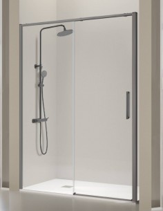 Mampara de ducha fijo y corredera black gun metal - DELTA de Kassandra
