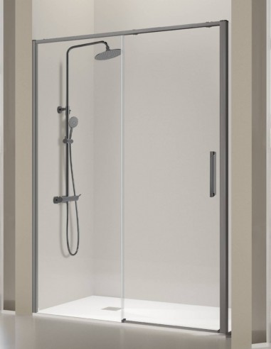 Mampara de ducha fijo y corredera black gun metal - DELTA de Kassandra