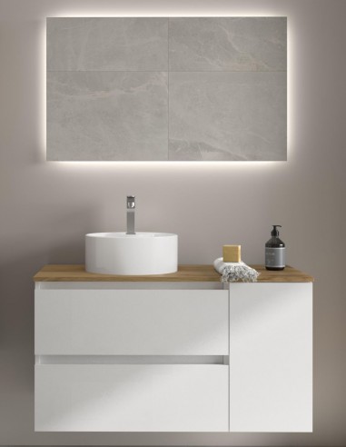 Mueble baño 1 puerta + 2 cajones blanco