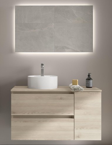 Mueble baño 1 puerta + 2 cajones natural