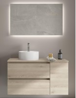 Mueble baño 1 puerta + 2 cajones natural