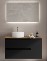 Mueble baño 1 puerta + 2 cajones negro