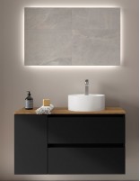 Mueble baño 1 puerta + 2 cajones negro