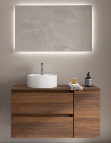 Mueble baño 1 puerta + 2 cajones nogal