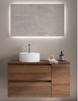 Mueble baño 1 puerta + 2 cajones nogal