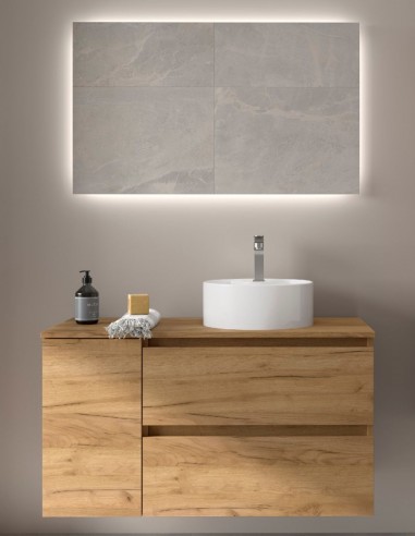 Mueble baño 1 puerta + 2 cajones roble áfrica