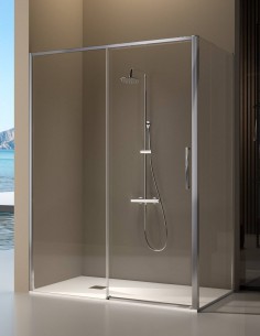 Mampara de ducha frontal + fijo lateral cromo - DELTA de Kassandra