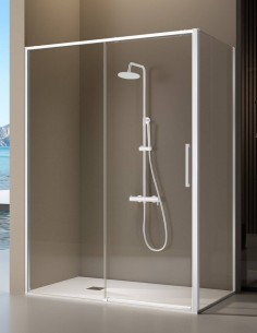 Mampara de ducha frontal + fijo lateral blanco - DELTA de Kassandra