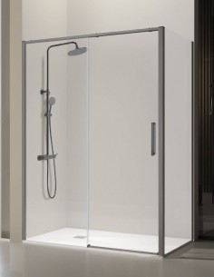 Mampara de ducha frontal + fijo lateral black gun metal - DELTA de Kassandra
